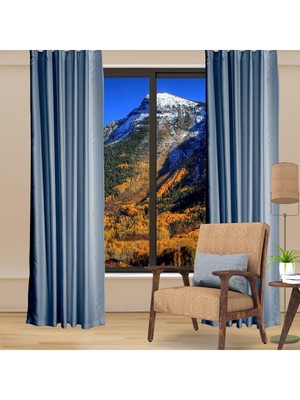 Dhm Perde Indigo Blackout Karartma Perde Güneşlik Pilesiz Extraforlu Düz Dikim