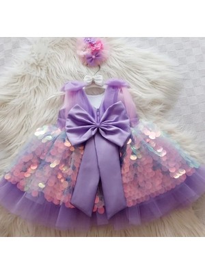 Shclothing Accessory Mini Deniz Kızı Elbisesi Kız Çocuklar İçin Özel Tasarım Lila Renkli Stil