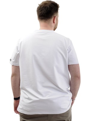 ModeXL  Büyük Beden Erkek T-Shirt Basic Likralı Bisiklet Yaka Tişört Thıs Is Me U24076 Beyaz