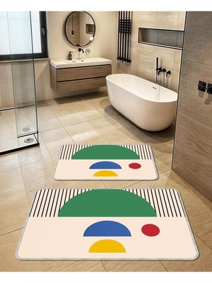 Dekoratif Modern Tasarım Kaymaz Taban Yıkanabilir Ikili Takım Banyo PASPASI(50X60-60X90 Cm)