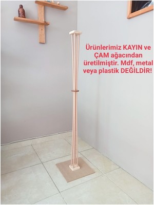 1 Ahşap Lambader E27 Kahverengi Ahşap 101-150 Tek Ayaklı