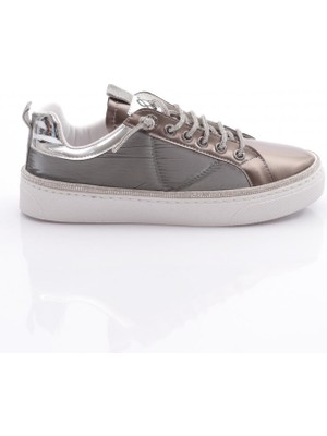 DGN 2477 Kadin Taş Ip Desenli Sneaker Ayakkabi