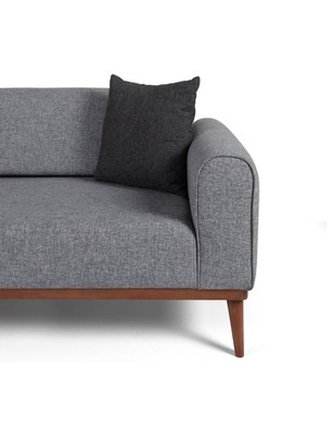 Perla Sofa Seneca Keten Koltuk Takımı, Gri Antrasit