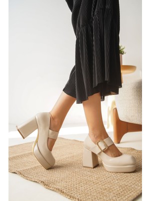 Moda Adam Kadın Romeo Platformlu Topuklu Ayakkabı - Ten-Rugan