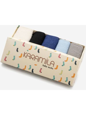 Karamila 5 Çift Bebek Çorap Dikişsiz - Bambu Çorap