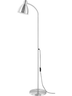 IKEA Tek Ayaklı Yer ve Okuma Lambası, Alüminyum 131 cm Maks.: 20 W Yer Lambası Gümüş Alüminyum