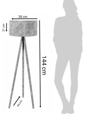 E27 Çöl Beji Büyük Boy Silindir Abaju Kurulu Başlık 101-150 Ahşap 1 Bej Tripod Lambaderler