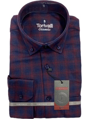 Torivalli Collection Kışlık Klasik Kesim Düğmeli Yaka Cepli Ekoseli Erkek Gömlek Tcke3