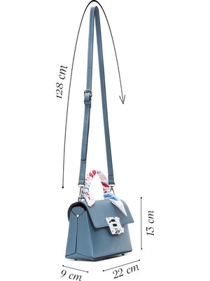 Kadın Mavi Uzun Askılı Aksesuarlı Çapraz Çanta 24WBD280318