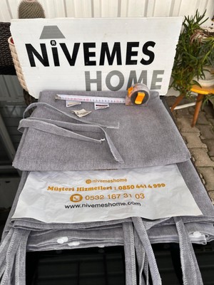 Nivemes Home Branda Balkon Perdesi Kornişli ve Bağcıklı Fon Perde