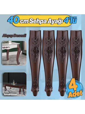 Badem10 Rosa 4 Adet Plastik Sehpa Ayağı 40 cm Ahşap Desenli Renk Orta Ayak Zigon Sehpa Mobilya Masa Ayakları