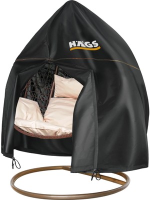 Haegs Bahçe Salıncağı Örtüsü, Siyah Rattan Salıncak Hamak Koltuk Koruma Kılıfı 230X200CM Çift Kişilik