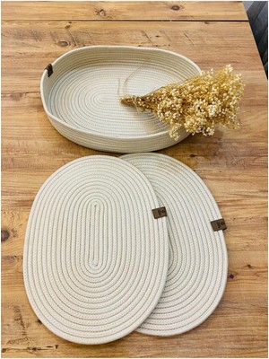 My Doğa Store Jüt Hasır Amerikan Servis Oval Supla ve Sepet 3 Lü