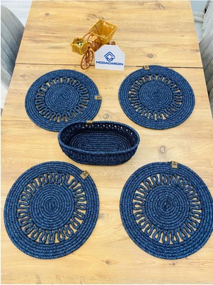 My Doğa Store Jüt Hasır Amerikan Servis Supla Ve Sepet 5 Parça