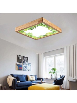 Wood Design World 60x60 Cm Ahşap Çerçeve Avize Led Aydınlatma