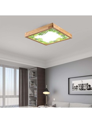 Wood Design World 60x60 Cm Ahşap Çerçeve Avize Led Aydınlatma