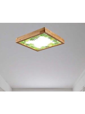 Wood Design World 60x60 Cm Ahşap Çerçeve Avize Led Aydınlatma