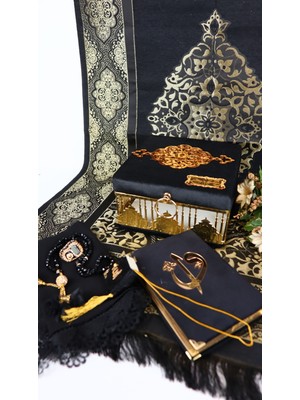 Kişiye Özel Sandıklı Çeyizlik Gelin Bohçasına Uygun Namaz Örtüsü Seccade Kuranı Kerim Seti