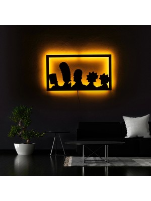 The Eba Design Tablo Marketi Simpsonlar Tablo, Işıklı Duvar Dekor Ahşap, Neon Işık, Ledli Işıklı Tablo, Duvar Süsü