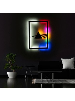 The Eba Design Tablo Marketi Pink Floyd Tablo, Işıklı Duvar Dekor Ahşap, Neon Işık, Ledli Işıklı Tablo