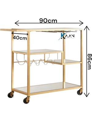 Kaan Metal Art Harpy Lüks Servis Arabası & Dresuar(Şeffaf Camlı)