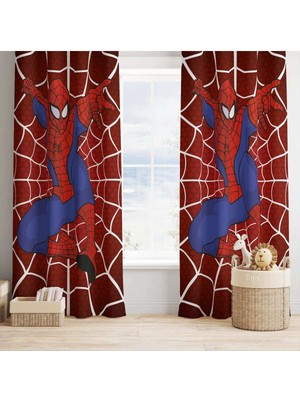 Evan Home Spiderman   Desenli Çocuk ve Bebek Odası Fon Perde Tek Kanat