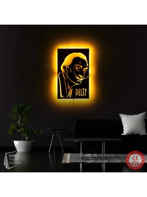 The Eba Design Tablo Marketi Salvador Dali Tablosu, Işıklı Duvar Dekor Ahşap, Neon Işık, Ledli Işıklı Tablo, Duvar Süsü, Ofis Dekor