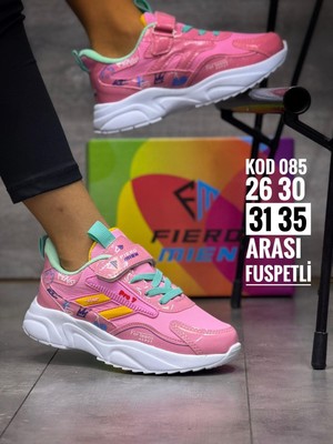 Erkek Çocuklar İçin Homiro Pembe Bantlı Fuspetli Faylon Taban Spor Ayakkabı 35 Numara