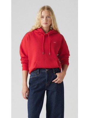 Levi's Kadın Kapüşonlu Kırmızı Sweatshirt - 001TZ-0001