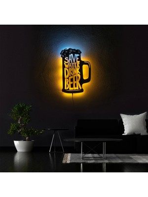 The Eba Design Tablo Marketi Bardak Tablosu, Beer Tablo, Bar Dekor, Işıklı Duvar Dekor Ahşap, Neon Işık, Ledli Işıklı Tablo, Duvar Süsü