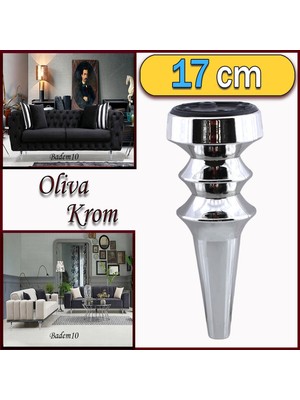 Badem10 Oliva Mobilya Kanepe Koltuk Tv Ünitesi Baza Ayağı Zigon Orta Sehpası Ayak Ayakları Gümüş Krom 17 cm