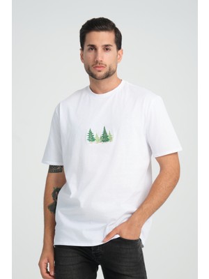 Jimback Relaxed Fit Pine Forest %100 Pamuk Nakışlı T-Shirt