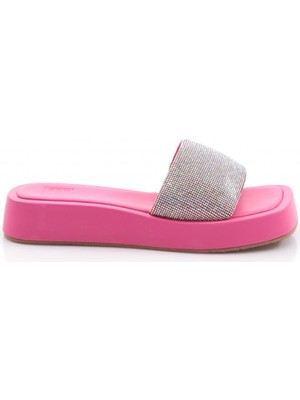 Dgn 8026 Kadin Silver Taşli Kalin Taban Terlik