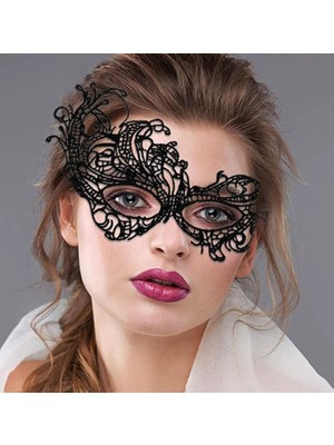 Vipfoni Altın Renk Dantel Kesim Maske Altın Renk Incili Parti Maskesi