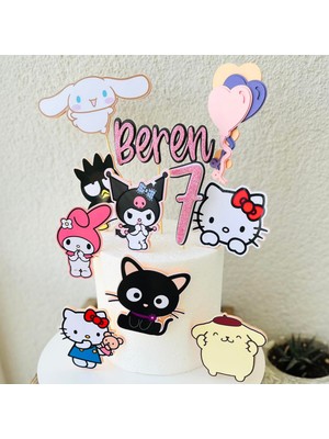 Cake Topper Anime Karakterleri Temalı Kız Çocuk Doğum Günü 3 Boyutlu Isme Özel Pasta Parti Süsü Seti