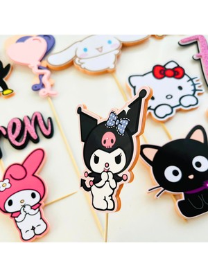 Cake Topper Anime Karakterleri Temalı Kız Çocuk Doğum Günü 3 Boyutlu Isme Özel Pasta Parti Süsü Seti