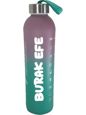 Hediye Kesesi Kişiye Özel Renkli 750 ml Motivasyon Cam Su Matarası HK2708