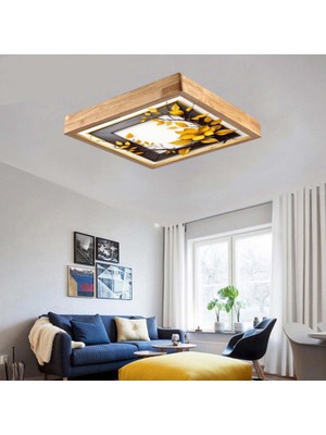 Wood Design World 60X60 cm Ahşap Çerçeve Avize LED Aydınlatma