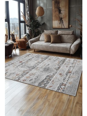 Artizon Halı Art-248 Beyaz Taban Dekoratif Kilim Ince Yıkanabilir Süngerli Dot Taban Salon Halısı