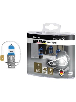 Ampul 12V H3 55 PK22S Night Vision 150 Fazla 20 Beyaz Işik 12