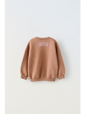 Yeni Sezon Kız Çocuk Slogan Baskılı Sweatshirt ve Fitilli Taytlı Alt-Üst Takım