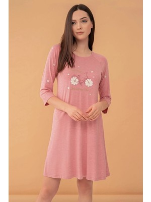 Feyza Kadın Bisiklet Nakişlı Gecelik 4004