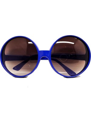 Yuvarlak Yeşilçam 80 li 90 lı Yıllar Parti Gözlüğü Retro Mavi Renk