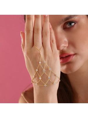 Queen Silver Jewelry 925 Ayar Gümüş. Zirkon Taşlı Petek Şahmeran