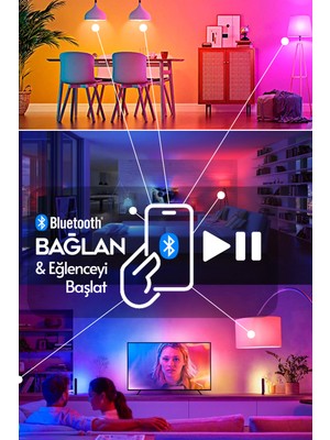 Suled Hoparlörlü Bluetooth LED Ampül Rgb Ambiyans Aydınlatmalı Ios ve Android Uyumlu LED Işık