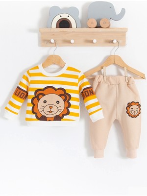 Beruflic Aslan Desenli 2'li Pamuk Erkek Bebek Takımı