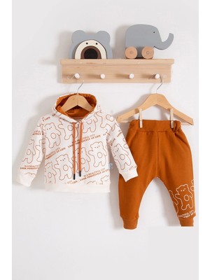 Beruflic Çapraz Bears Kapüşonlu Pamuk Erkek Bebek Takımı