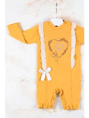 Beruflic Love Kalp Nakışlı % 100 Pamuk Kız Bebek Tulumu
