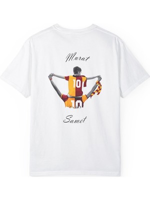 Young Fit Isim Baskılı Sarı Kırmızı Taraftar Tişört %100 Pamuk