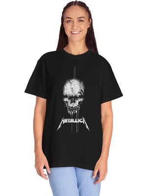 Young Fit Metalica Baskılı Siyah Unisex Tişört